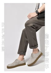 Men’s Casual Smart Flat Shoes – Spring Matte Leather Lace-Up Sneakers